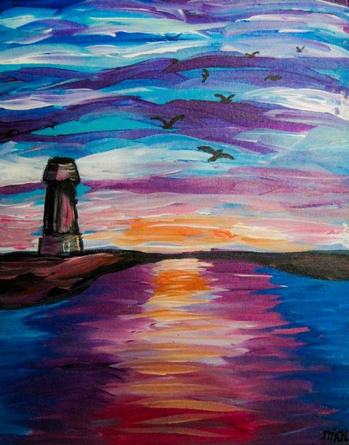 Lighthouse By The Sea Afremov Inspired