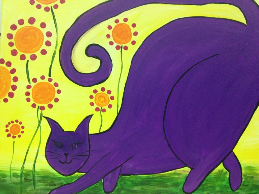 Purple Cat in Garden