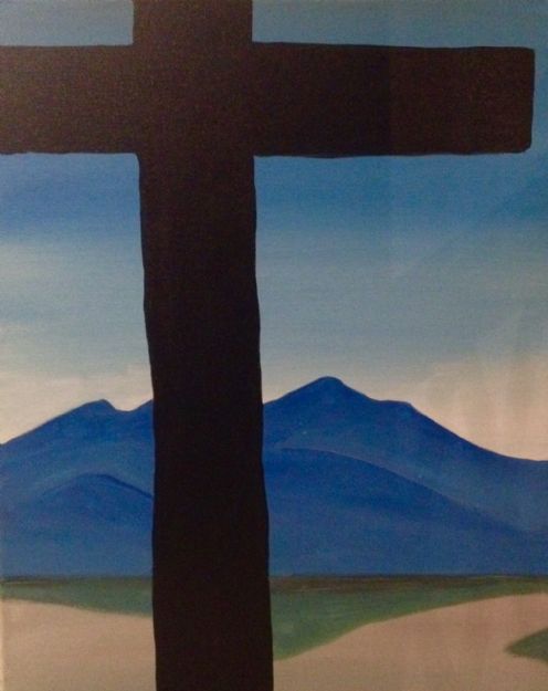 Okeeffe Study of Black Cross with Stars and Blue