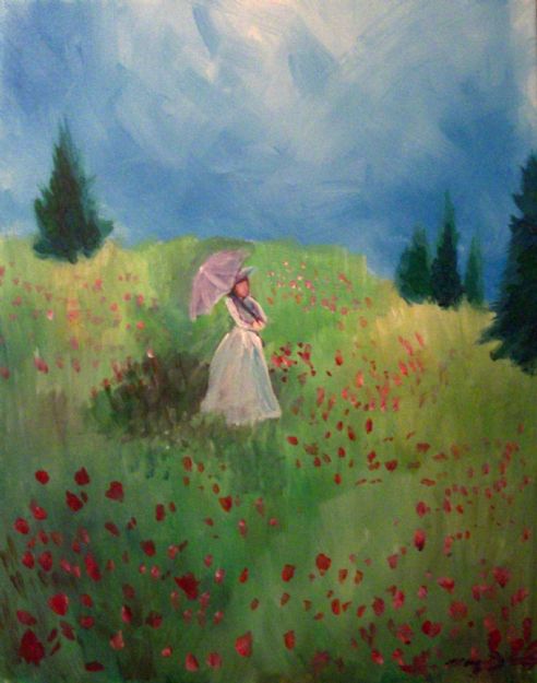 Lady with Parasol Inspired by Monet
