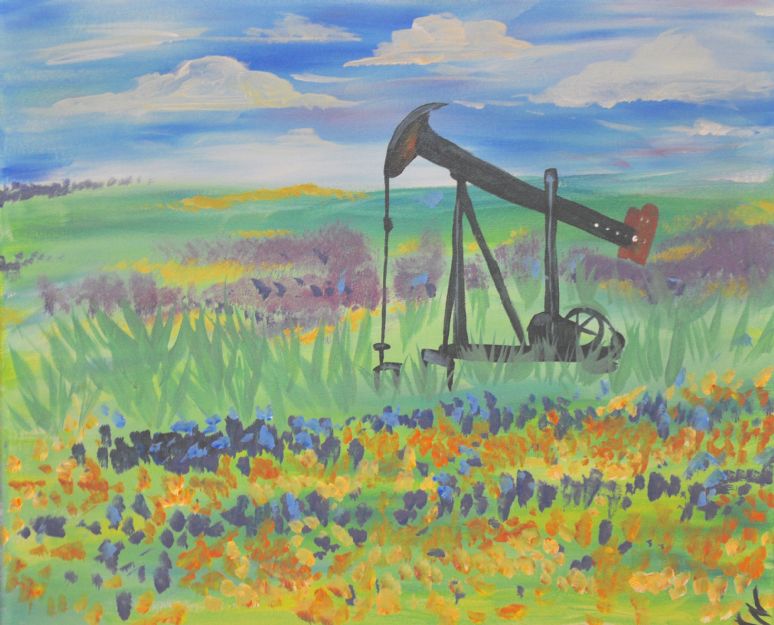 Oil Rig in the Flower Field
