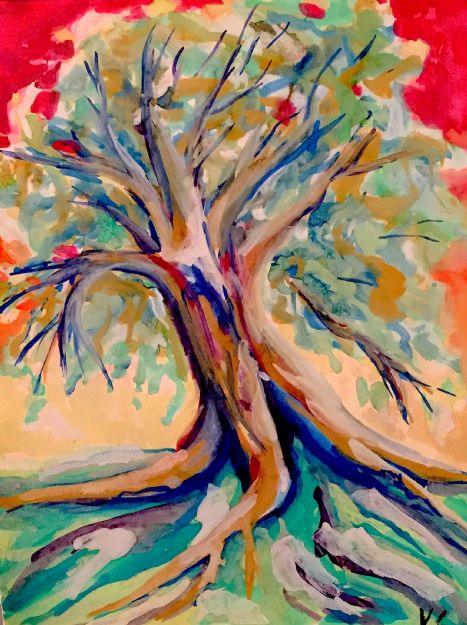 Vibrant Tree Watercolor
