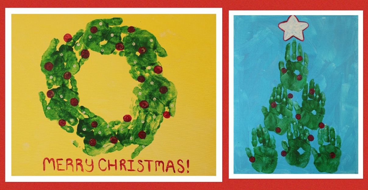 Kids Christmas Hand Prints Wreath and Tree 11×14 pick one
