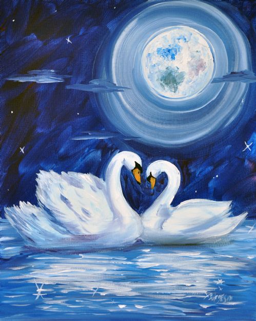 Moonlit Swans