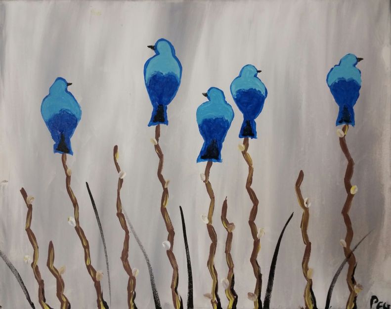 Five Blue Birds