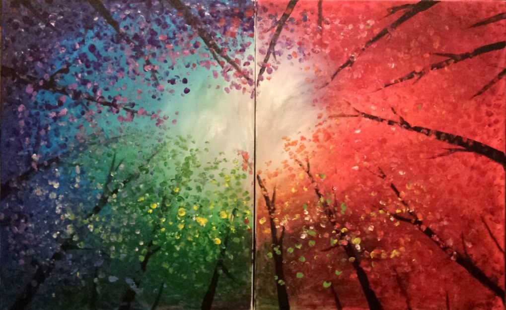Finger Paint Trees – Date Night Class