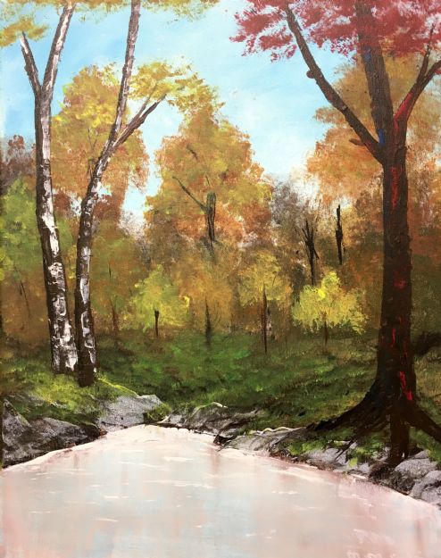 A Happy Little Fall Scene a TV Personality Style Painting