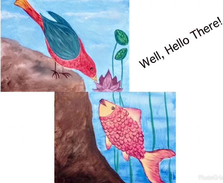 Well Hello There Diptych Fish