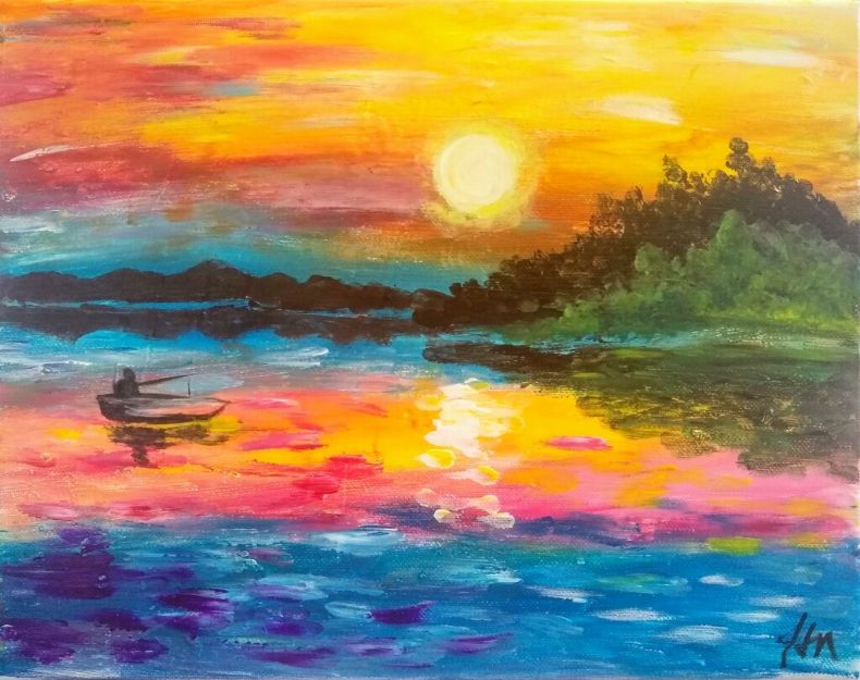 Finger Paint Afremov Sunset 11×14