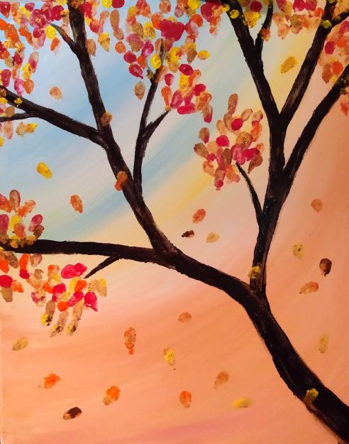 Finger Paint Autumn Tree