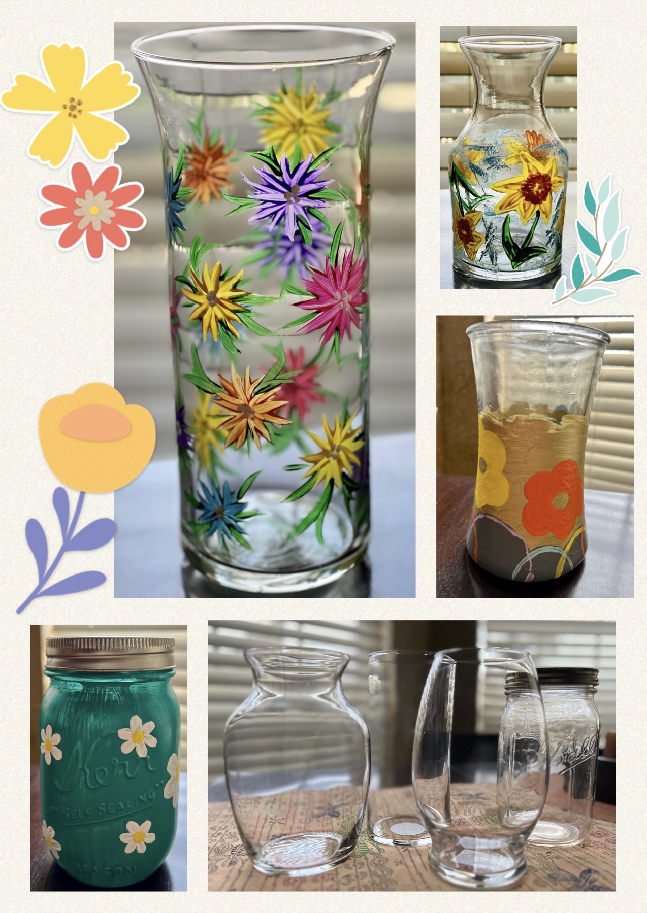 Spring Florals Glass Vase Painting ~ Chickasha
