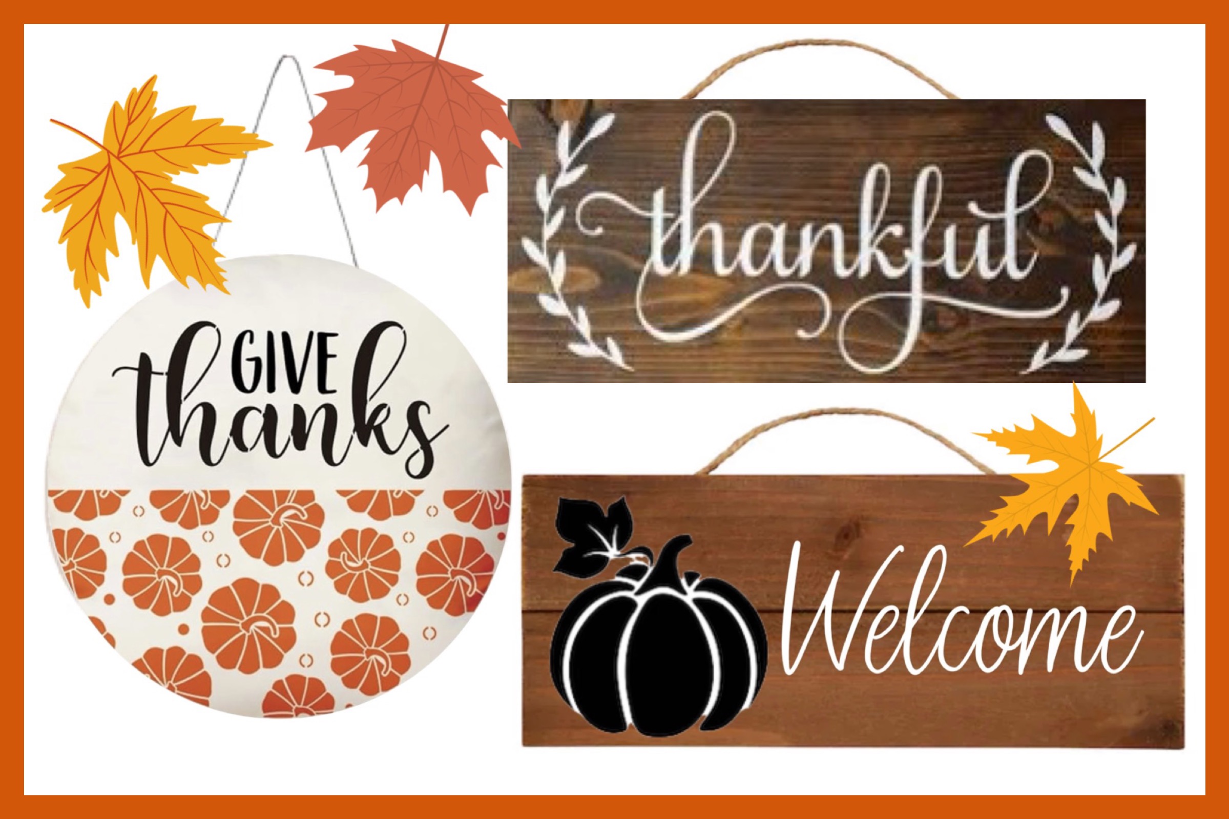 Fall / Thanksgiving Holiday Hanging Wood Plaques