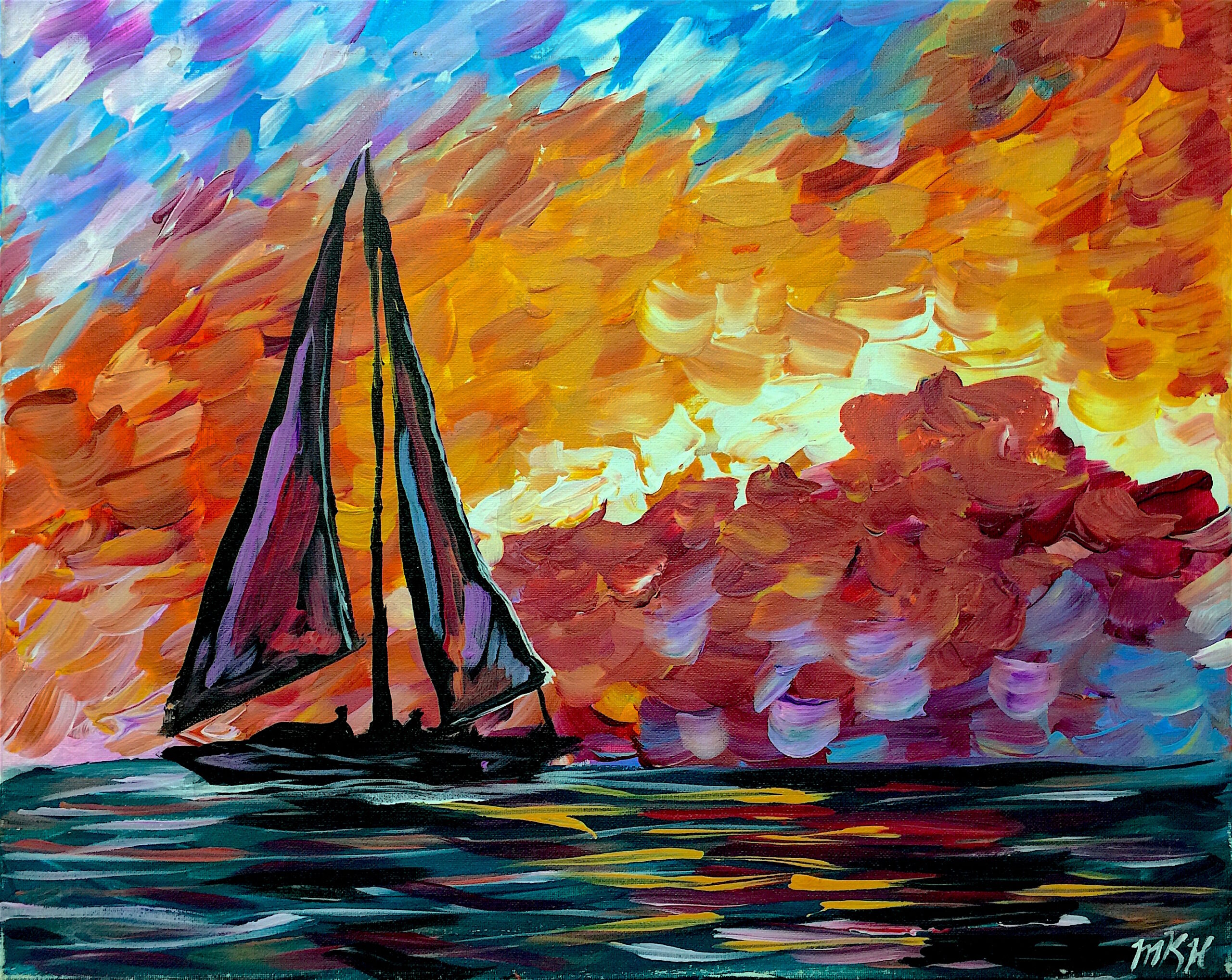 Crimson Clouds, an Afremov Study